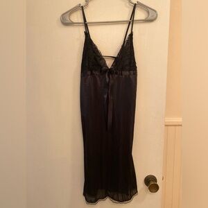 Women’s Black Lingerie Bow Tie Slip Dress - Size Medium